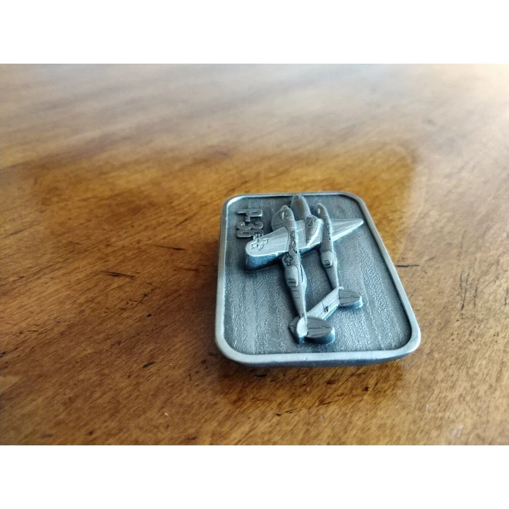 Vtg 1981 P-38 Lockheed Lightning WW2 Fight Plane The Belt Buckle Connection Belt